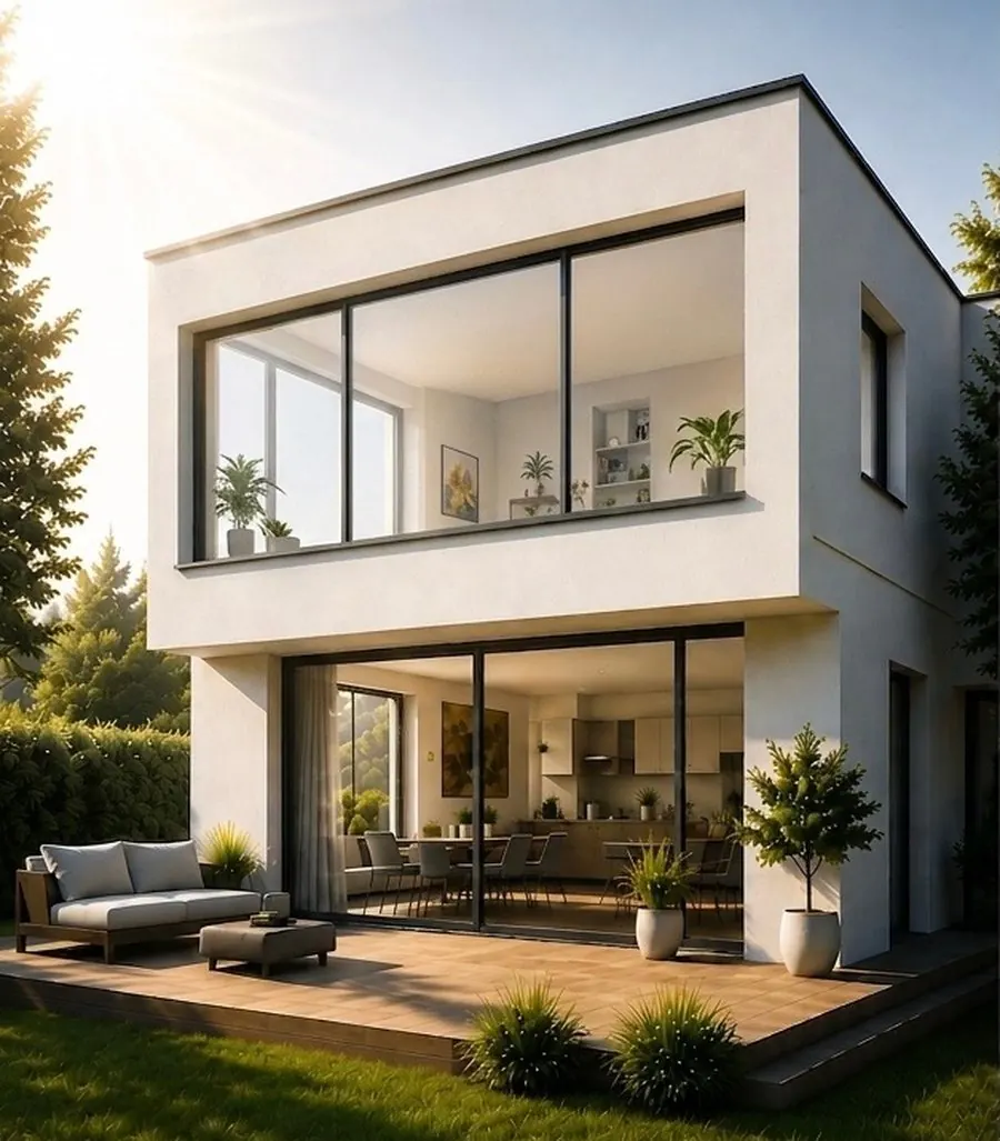 Bâtiment sans film solaire, chaleur et lumière directe